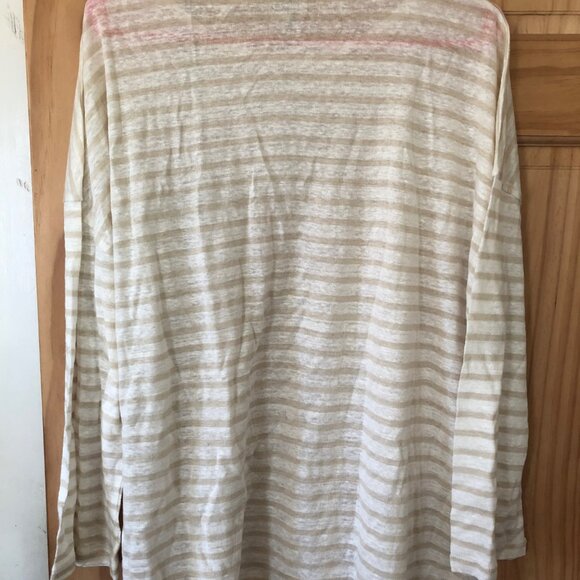 NWT J Crew Relaxed linen wide-sleeve T-shirt in stripe - Picture 3 of 3
